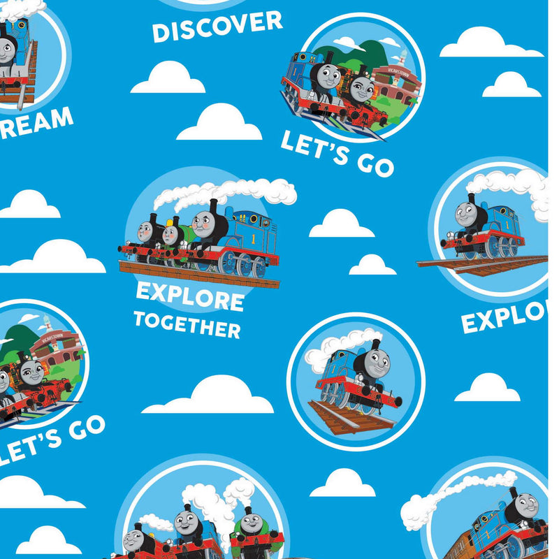 Thomas The Tank Engine Explore Together 100%  Cotton Fabric sold Per 1/2 Metre