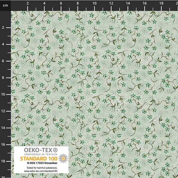 Filippa's Line by STOF Green Floral & Leaf Small Print Design OEKO-TEX 100 certified - 100% Cotton sold per half metre,112cm wide