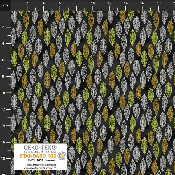 Filippa's Line by STOF Mustard & Green Leaf Small Print Design OEKO-TEX 100 certified - 100% Cotton sold per half metre,112cm wide