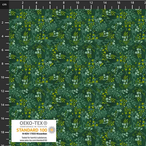 LAST PIECE OF Filippa's Line by STOF Green Flowers & Swirl Small Print Design OEKO-TEX 100 certified - 100% Cotton 74cm x 112cm wide