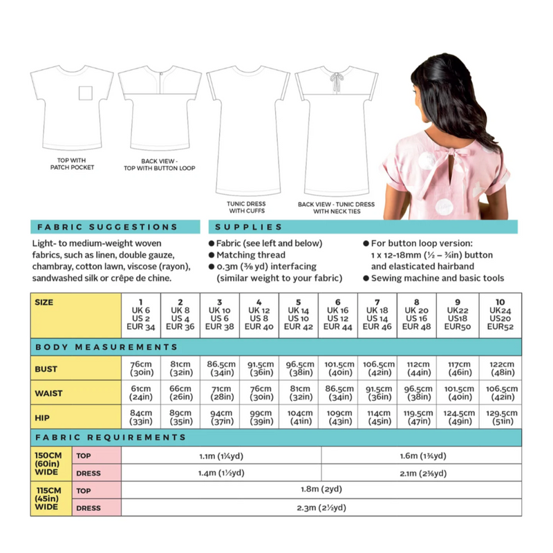 Tilly and the Buttons Stevie Tunic Sewing Pattern Sizes UK 6 - 34
