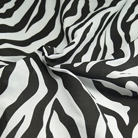 BLACK ZEBRA PRINT 100% cotton fabric, sold per half metre, 112cm wide