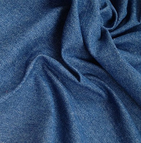 8oz Medium Blue Washed Denim Fabric 100% Cotton 147cm wide Per 1/2 Metre