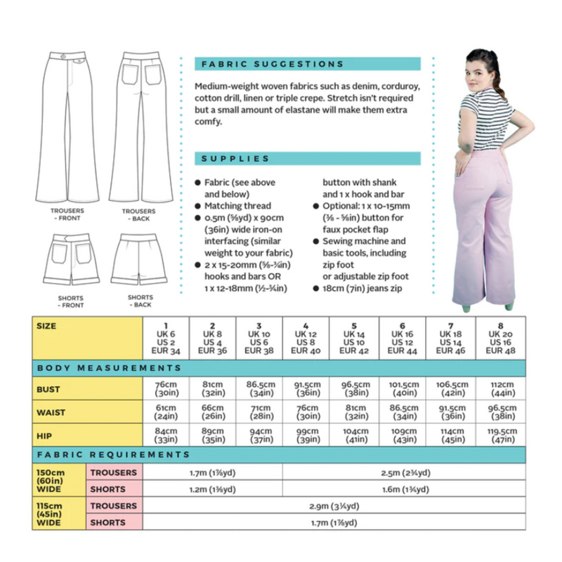 Tilly and the Buttons Jessa Trousers and Shorts Sewing Pattern Sizes UK 6 - 20