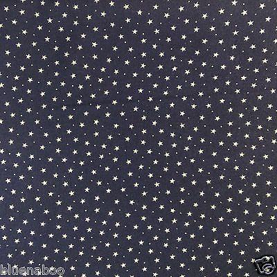 Navy blue tiny star cotton poplin fabric