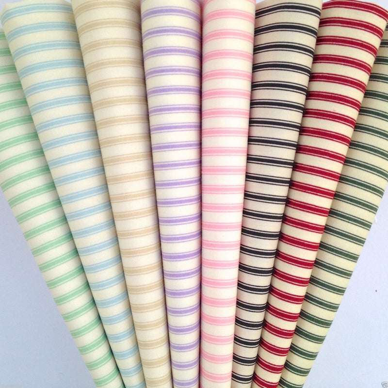 Ticking Stripe Fabrics 100% Cotton Poplin Per 1/2 Metre 112cm Wide, 7 lovely colours