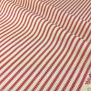Red ticking stripe cotton poplin fabric