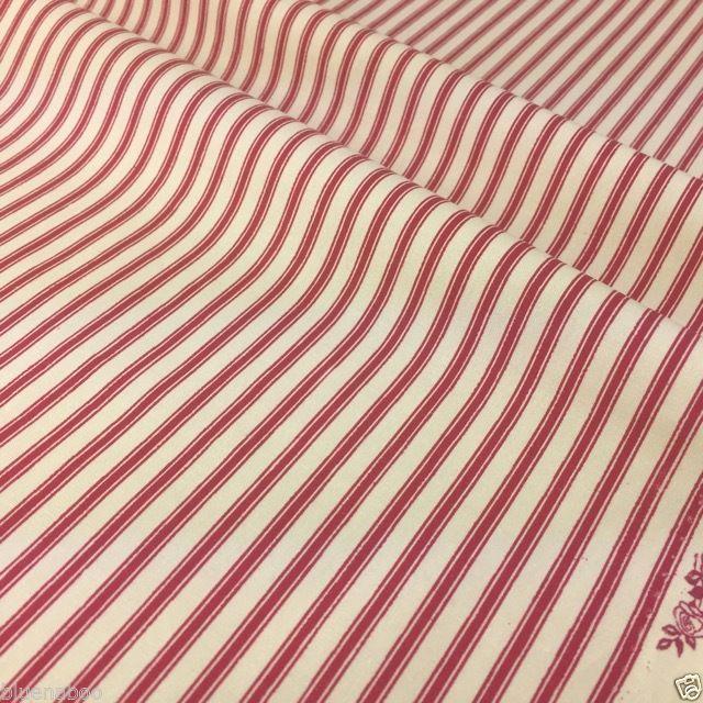 Red ticking stripe cotton poplin fabric