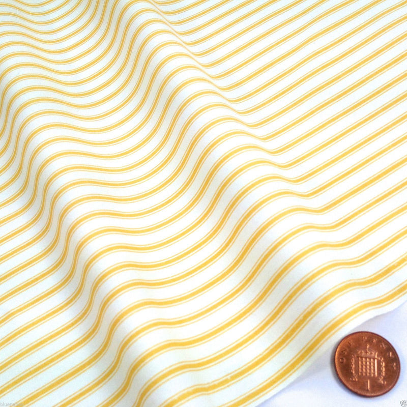 Yellow ticking stripe cotton poplin fabric