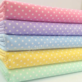5 piece FAT QUARTER BUNDLE, polka dot basics, Easter/pastels, pink lilac... 100 % cotton poplin fabric*