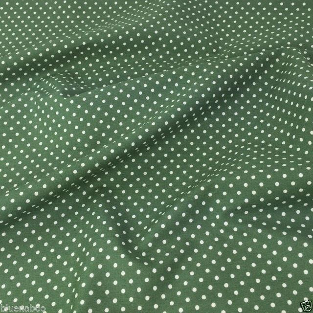 Old Green, Polka Dot, 100% cotton fabric, sold per half metre 112 cm wide