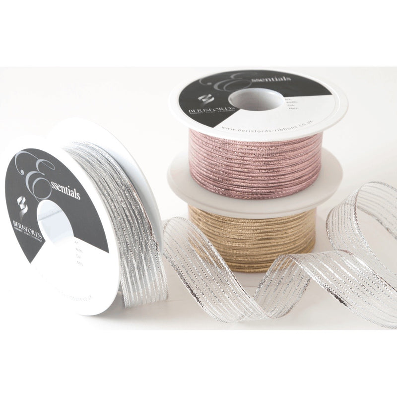 Berisfords Wired Tinsel Mesh Ribbon.  Choice of widths & colours -  Sold per metre