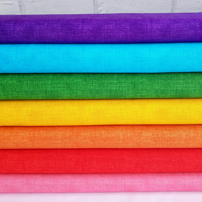 Rainbow 7 Piece Linen Texture 100% Cotton Fat Quarter Bundle
