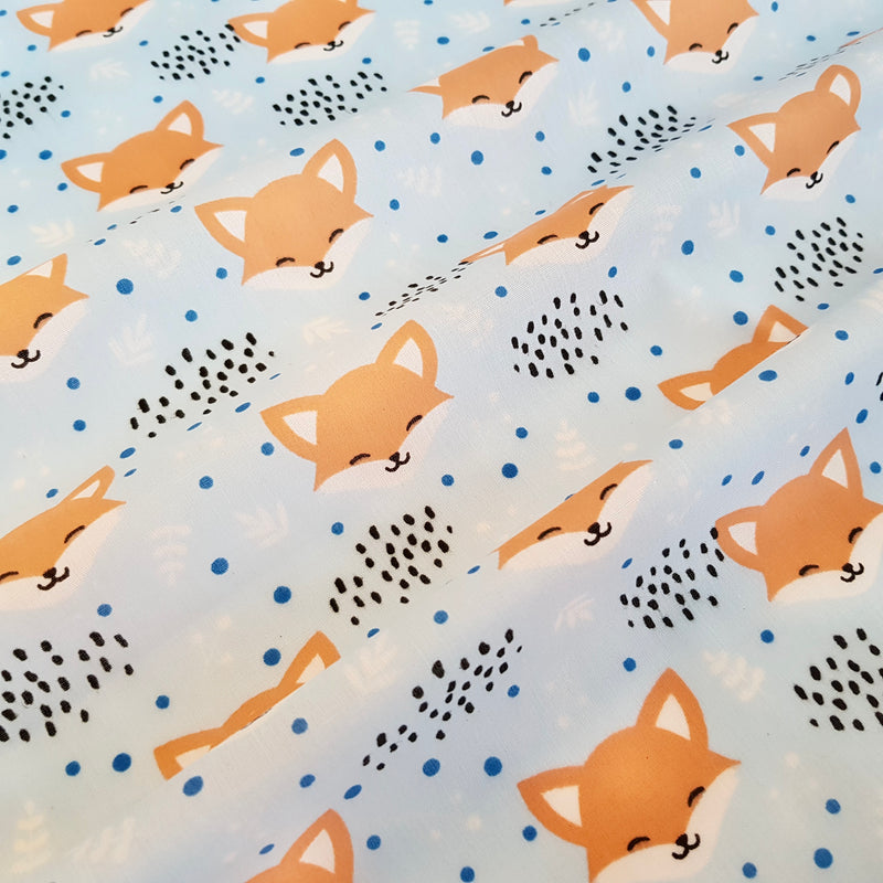 Blushing Foxes Sky Polycotton fabric per 1/2 metre 112cm wide