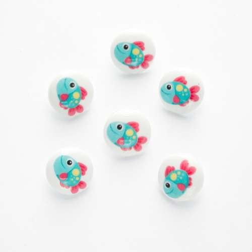 Childrens Buttons.  Choice of Designs On a White Background - Fish