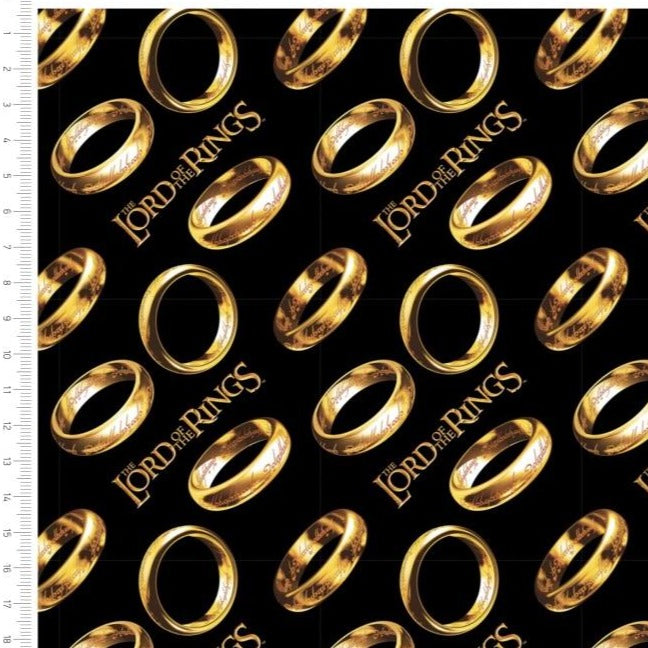 Lord of the Rings gold ring design cotton fabric