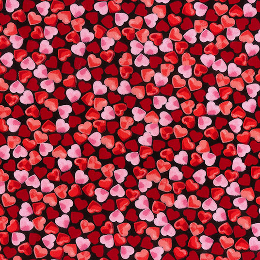 Rose & Hubble Black, red & pink heart cotton fabric