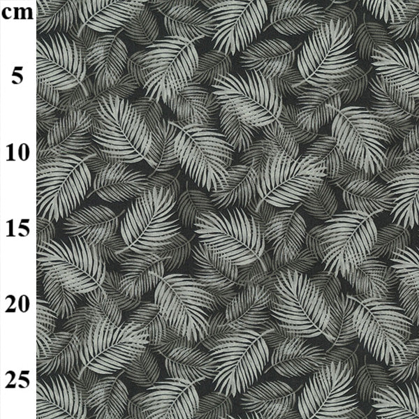 Slate colour palm leaves design 100% cotton poplin fabric, sold per half metre 112cm wide