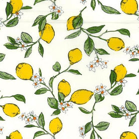 Lemons White 100% cotton fabric, cotton poplin, 100% cotton, per 1/2 metre