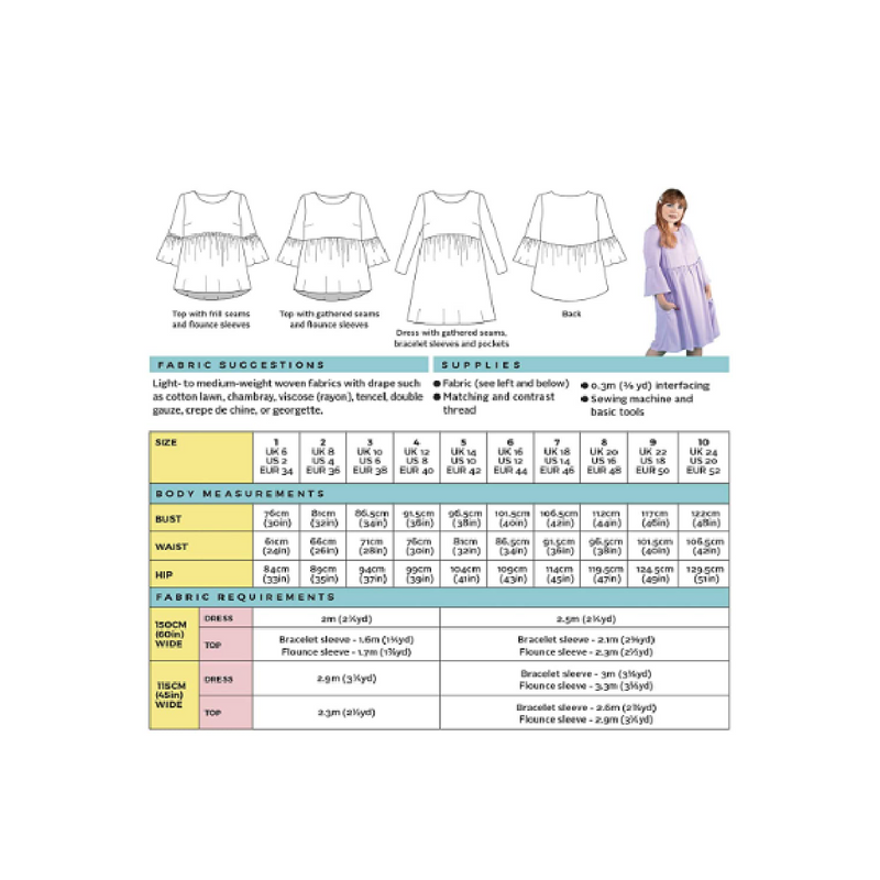 Tilly and the Buttons Indigo Top and Dress Sewing Pattern Sizes UK 6 - 24
