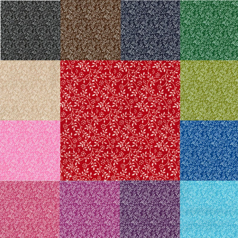Floral Vine, 100% cotton fabric, 44 colours, sold per half metre, 112cm wide