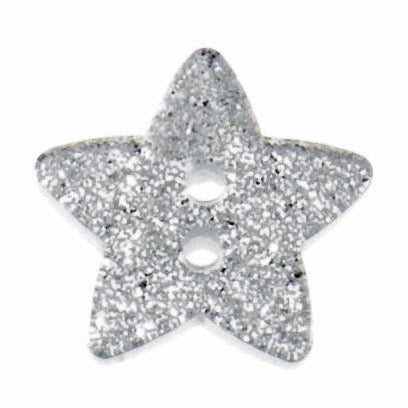 Sparkly Star Glitter Button - Silver
