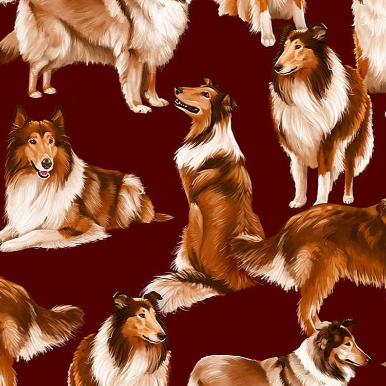 collie dog cotton fabric timeless treasues