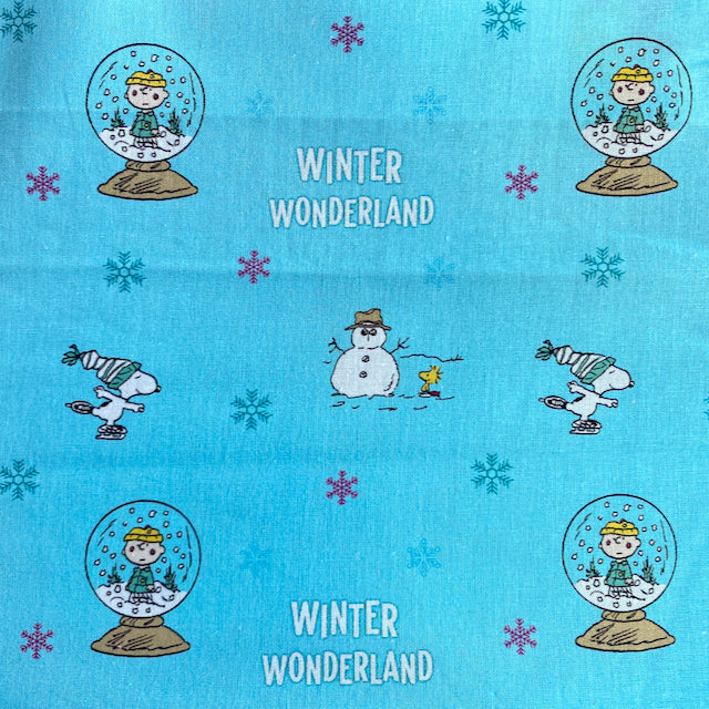 Snoopy Winter wonderland blue cotton fabric