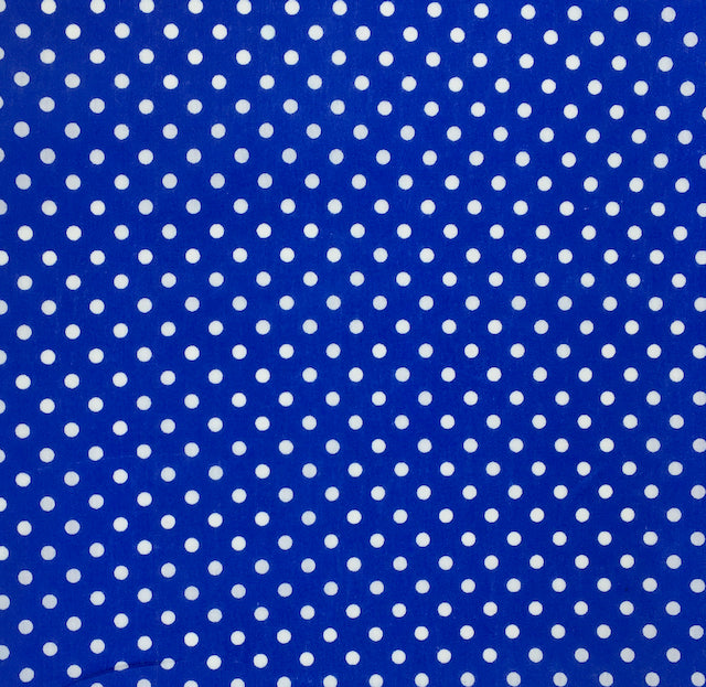 Royal Blue polka dot polycotton fabric