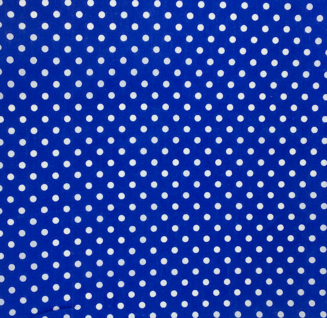 Royal Blue polka dot polycotton fabric