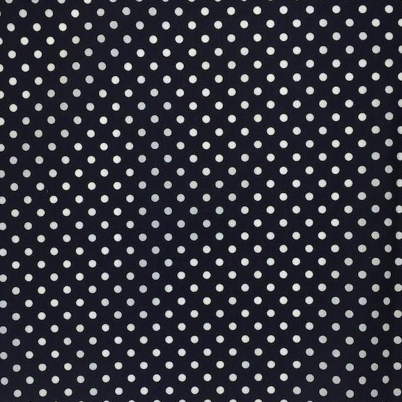 Black polka dot polycotton fabric