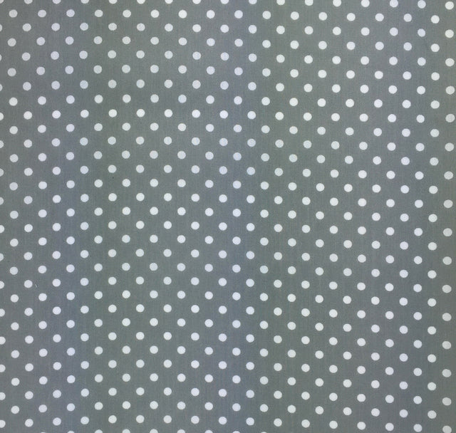 Grey polka dot polycotton fabric