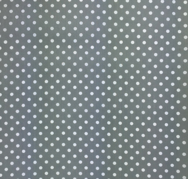 Grey polka dot polycotton fabric