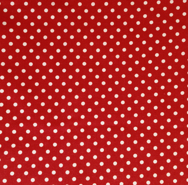 Red polka dot polycotton fabric