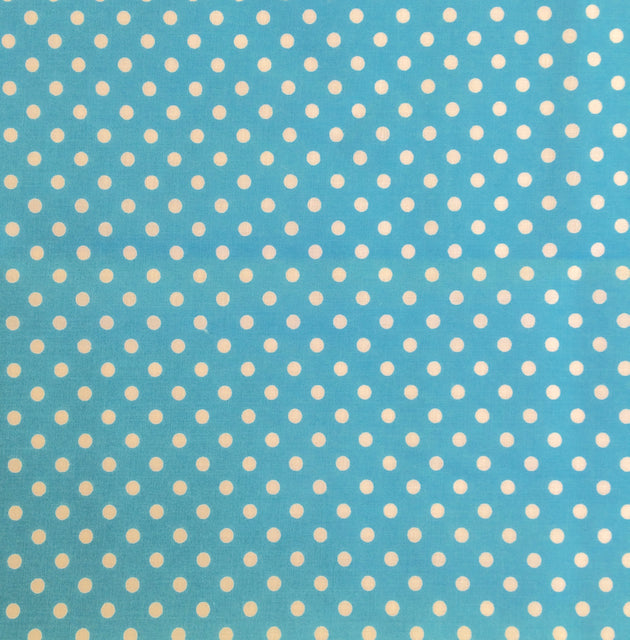 Turquoise polka dot polycotton fabric