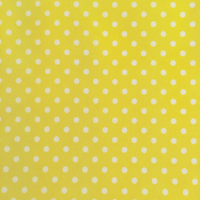 Yellow polka dot polycotton fabric