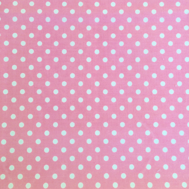 Pale Pink polka dot polycotton fabric