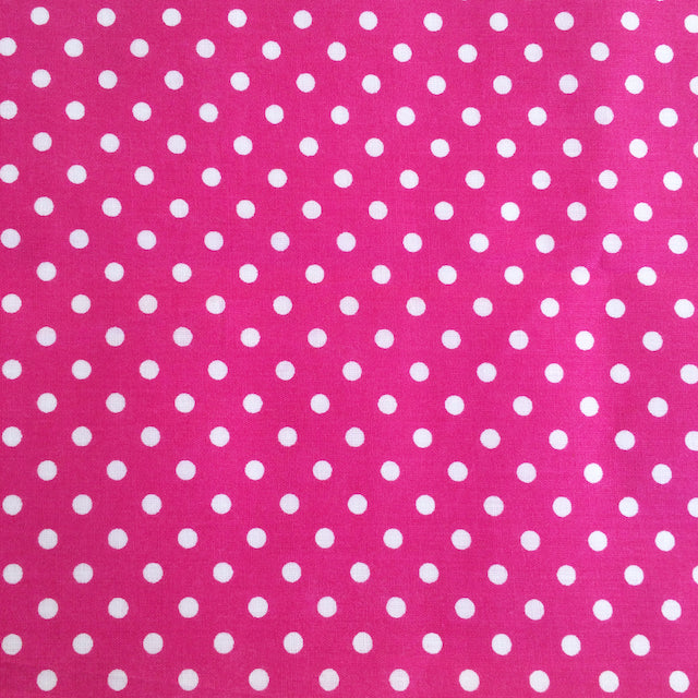 Cerise Pink polka dot polycotton fabric