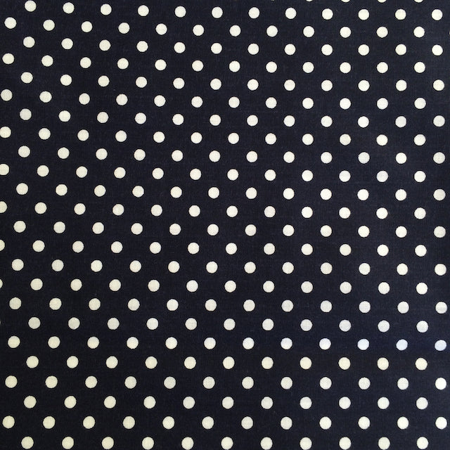 Navy Blue polka dot polycotton fabric