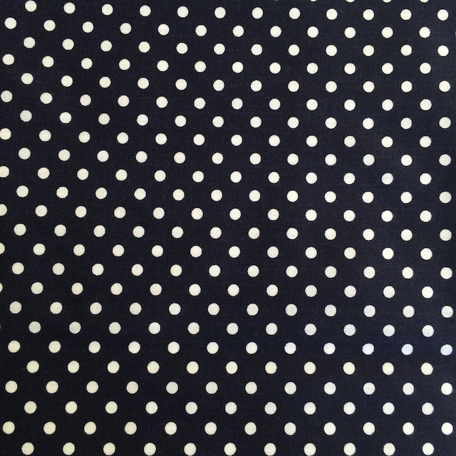 Navy Blue polka dot polycotton fabric