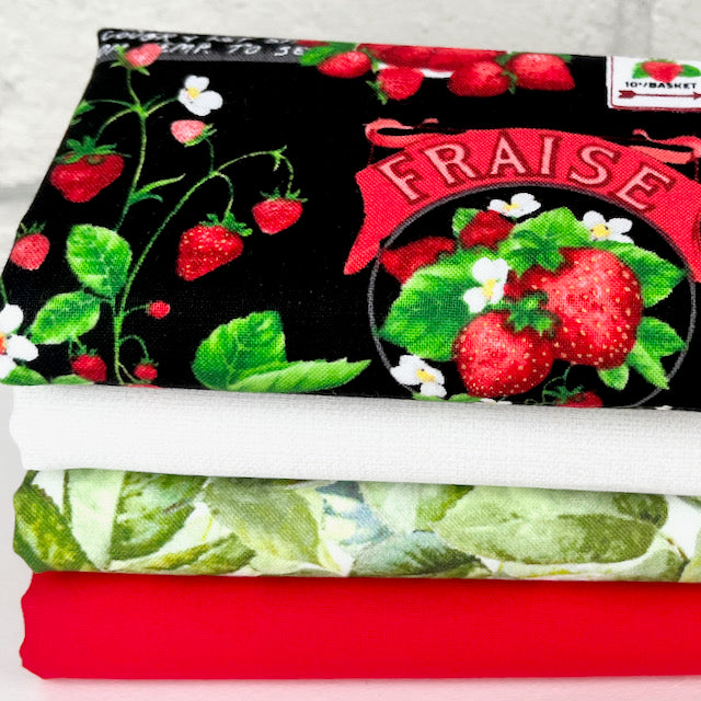 4 Piece Fat Quarter Bundle Strawberry - 100%  Premium Cotton Fabric
