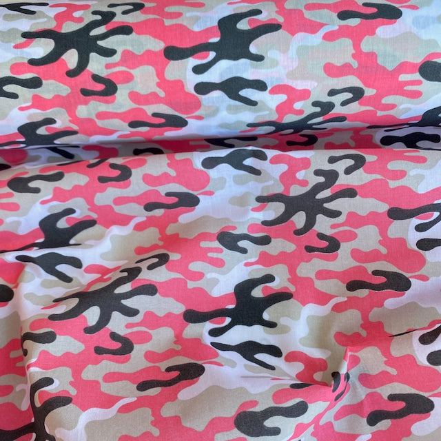 Pink Camouflage (design 2) polycotton fabric, sold per 1/2 metre 112cm wide
