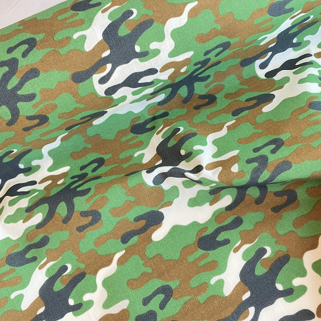 Green Camouflage polycotton fabric, sold per 1/2 metre 112cm wide