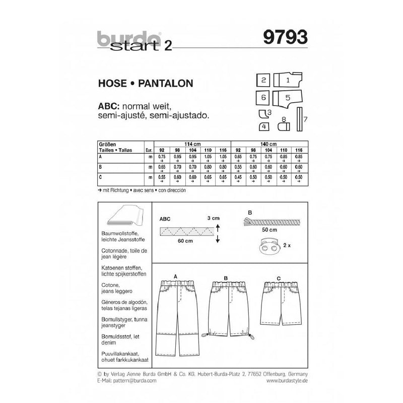 Burda Pattern 9793 Requirements