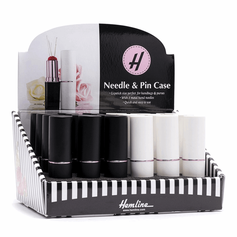 Lipstick Needle Pin Case with Pincushion & 5 Needles