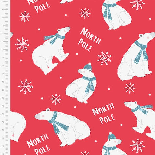 Polar Pals, The North Pole bears Christmas 100% Cotton, sold per half metre,112cm wide