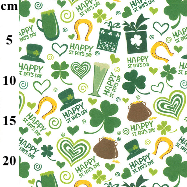 Happy St. Patricks day, 100% cotton fabric, 145cm wide Made in UK OEKO tex certified