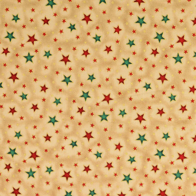 cream shining stars Christmas cotton fabric