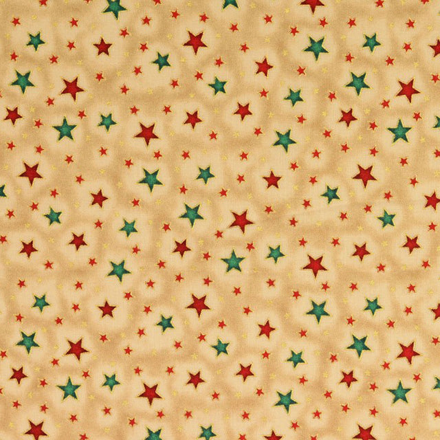 cream shining stars Christmas cotton fabric
