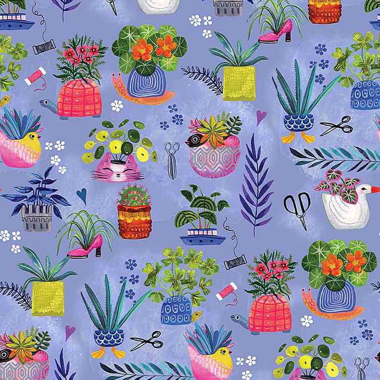 sew mischievous animal planters design cotton fabric by dear stella